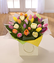Eileen Jenkins Rainbow Mix Tulip bag bouquet